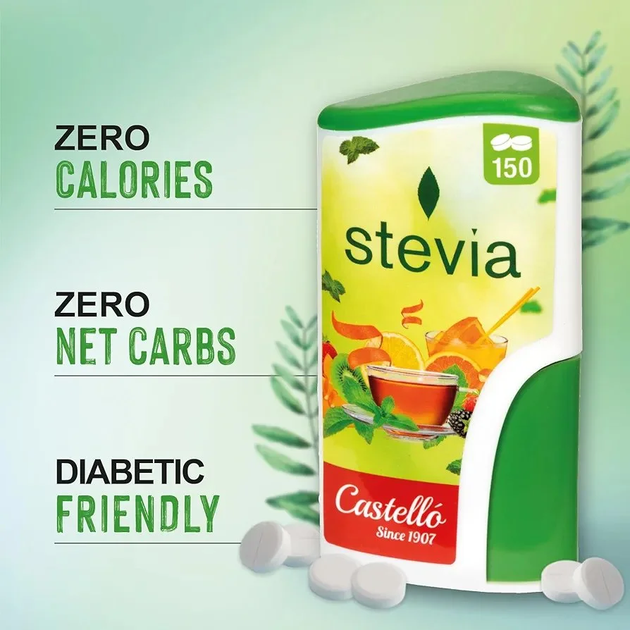 Castello Stevia Edulcorant Naturel en Comprimés 150 Tablettes – Sans Sucre Sans Calories Sans Gluten
