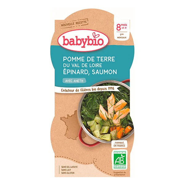 Babybio BOL POMME DE TERRE EPINARD SAUMON 2 X 200 G