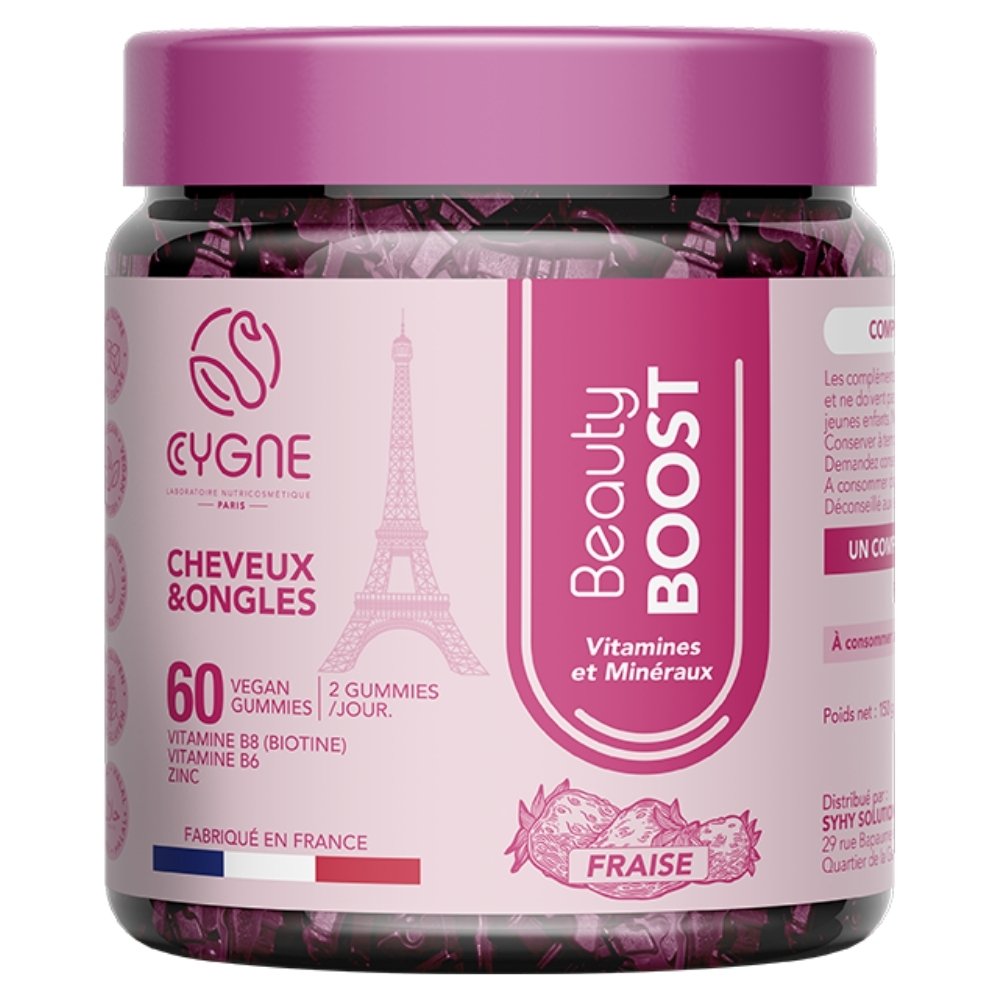 CygneLab Beauty Boost Vitamines et Minéraux Cheveux et Ongles Fraise – 60 Gummies