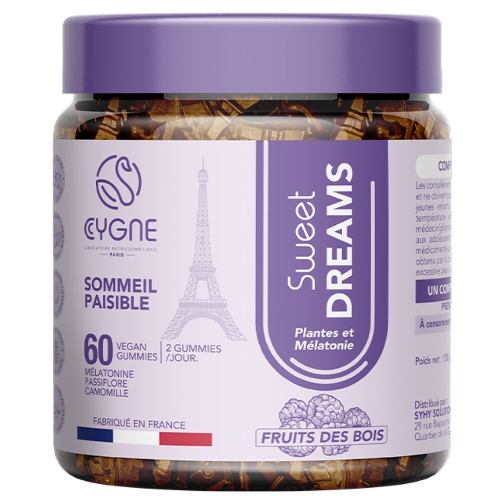 CygneLab Sweet Dreams Plantes et Mélatonine Sommeil Fruits des Bois – 60 Gummies