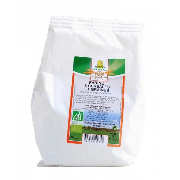 MOULIN DES MOINES  FARINE 5 CEREALES 500 G