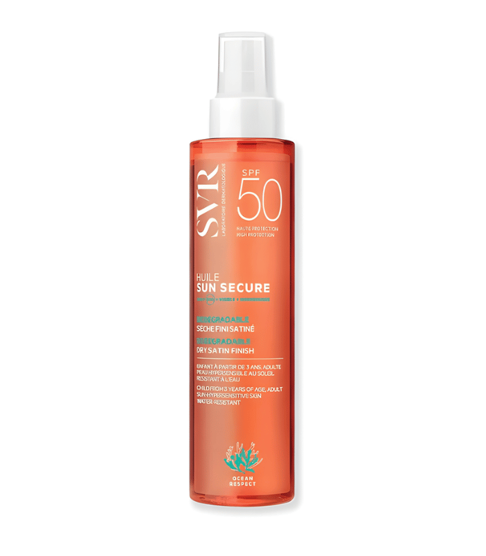 Svr Sun Secure Huile Sèche SPF50 Fini Satiné Protection Solaire Visage Corps Cheveux 200ml
