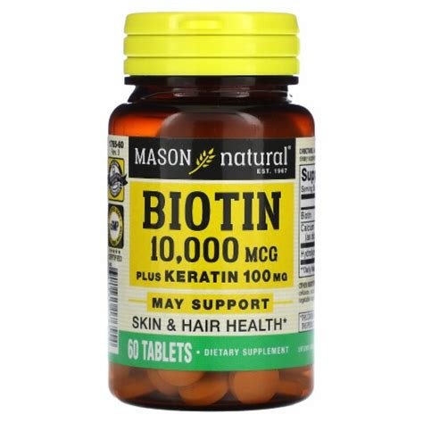 Mason Natural Biotine 10 000 mcg + Kératine 100 mg