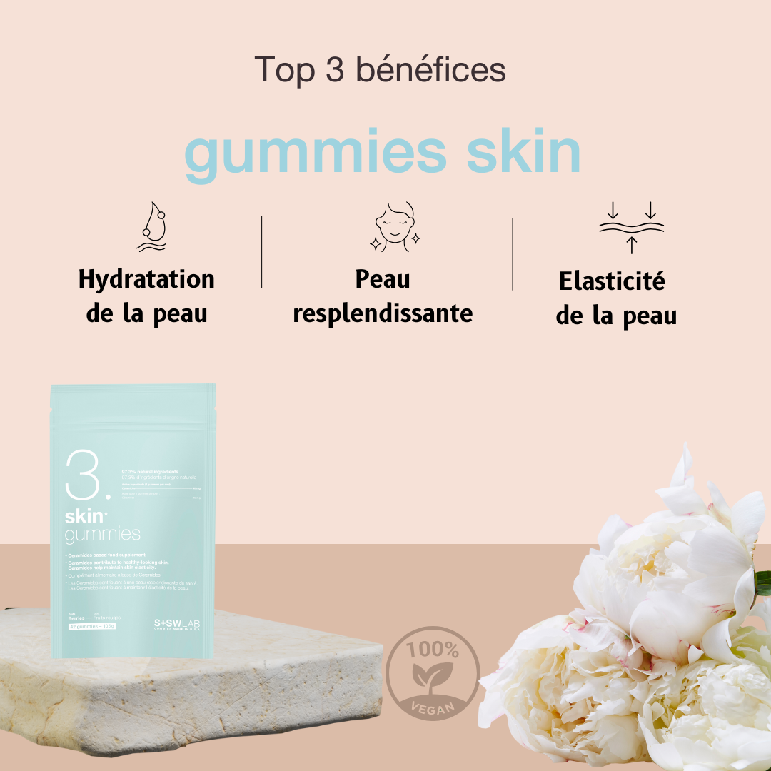 SSWLAB – 3 Skin Gummies 105g 42 Gummies Goût Fruits Rouges