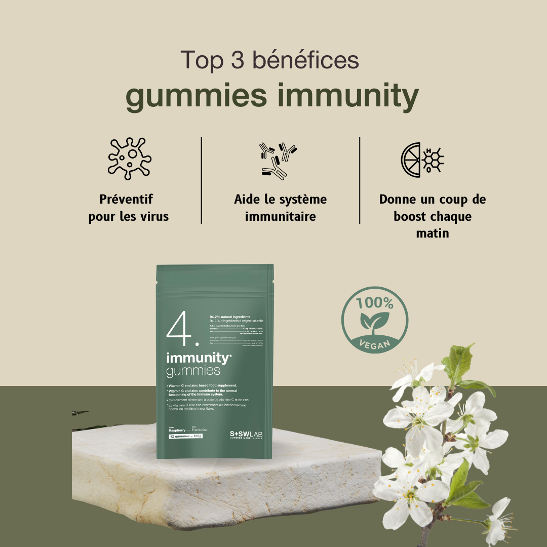 SSWLAB – 4 Immunity Gummies 126g 42 Gummies Goût Framboise